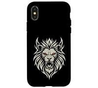 Carcasa para iPhone X/XS Majestic Lion Tribal Design Poderosa Cabeza de León Ojos Rojos