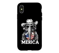 Carcasa para iPhone X/XS Mammoth Ice Age Bandera Americana Bandana Gafas De Sol Sombrero De Vaquero