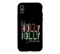 Carcasa para iPhone X/XS Manta Have A Holly and Jolly Have a Holly and Jolly Merry Christmas, Leopardo y búfalo