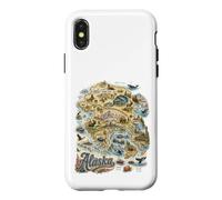 Carcasa para iPhone X/XS Mapa de Alaska AK Icono de EE.UU., Anchorage, MC Kinley, Homer