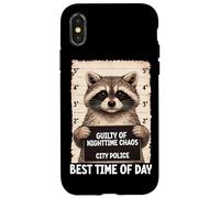 Carcasa para iPhone X/XS Mapache Mugshot culpable de Caos Nocturno Mejor Hora del día