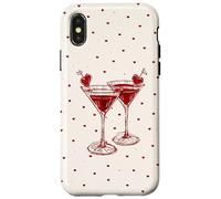Carcasa para iPhone X/XS Martini Glass Pink Olive Bartender and Hearts Cóctel Beige