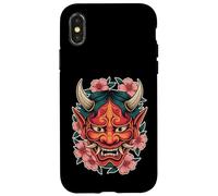 Carcasa para iPhone X/XS Máscara Japonesa Demonio Demonio Hannya Cherry Blossom Yokai Oni