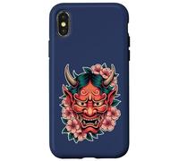 Carcasa para iPhone X/XS Máscara Japonesa Demonio Demonio Hannya Cherry Blossom Yokai Oni