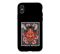 Carcasa para iPhone X/XS Máscara Japonesa Diablo Hannya Demonio Japonés Oni Grid Yokai Oni