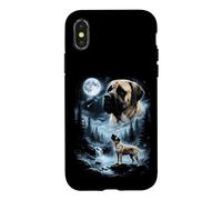 Carcasa para iPhone X/XS Mastín Inglés Howling to The Moon Retro 90's Dog