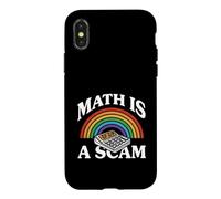 Carcasa para iPhone X/XS Math Is A Scam Retro Rainbow Exploding Calculator Sarcasm