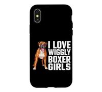 Carcasa para iPhone X/XS Me Encanta Wiggly Boxer Girls, Divertido Meme de Perro bóxer para Mascotas