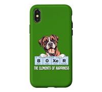 Carcasa para iPhone X/XS Mens Womens Kids Elements of Happiness Design Boxer Lover
