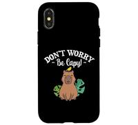 Carcasa para iPhone X/XS Mens Womens Kids Girls Kawaii Lover Don't Worry Be Capy