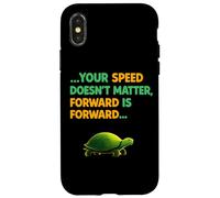 Carcasa para iPhone X/XS Mensaje Motivacional Positivo de la Tortuga Sigue avanzando