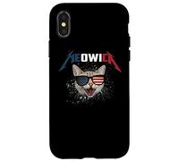 Carcasa para iPhone X/XS Meowica USA American Flag Cat Funny Patriotic 4th of July