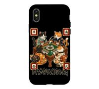 Carcasa para iPhone X/XS Meowjong Cat Playing Mahjong Game Juego Chino Tradicional