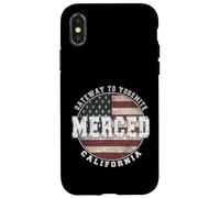 Carcasa para iPhone X/XS Merced California, Bandera Americana Vintage