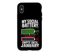 Carcasa para iPhone X/XS Mi batería Social vacía hasta enero Navidad Divertida
