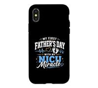 Carcasa para iPhone X/XS Mi Primer día del Padre con mi Milagro de la UCIN