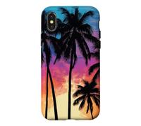 Carcasa para iPhone X/XS Miami Beach Florida Vacaciones de Verano Palmera EE.UU