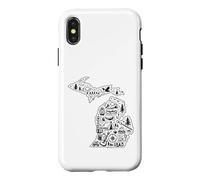 Carcasa para iPhone X/XS Michigan Camping Adventure UP & Lower Peninsula Outdoor