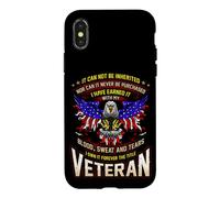 Carcasa para iPhone X/XS Militar Veterano Estadounidense Ganado con Sudor de Sangre y lágrimas