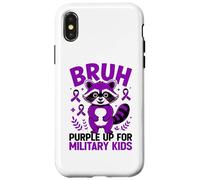 Carcasa para iPhone X/XS Military Child Month Raccoon, Purple Up for Military Kids