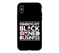 Carcasa para iPhone X/XS Minding My Own Black Business Apoyando el Cáncer de Mama Rosa