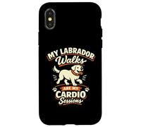 Carcasa para iPhone X/XS Mis Paseos de Labrador Son mis sesiones de Cardio, Divertido Labrador
