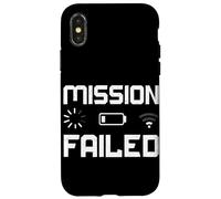Carcasa para iPhone X/XS Misión fallida batería Baja Gamer Joke Gaming Console Humor