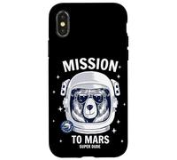 Carcasa para iPhone X/XS Mission To Mars Cool Space Astronaut Bear Cartoon Graphic