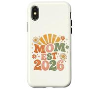 Carcasa para iPhone X/XS Mom EST 2026 Groovy Retro Daisy Flower New Mom Mother's Day