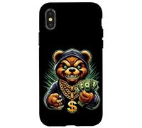 Carcasa para iPhone X/XS Money Calling Hip Hop Bear Teddy tee Gángster Rap Swag Dope