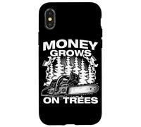 Carcasa para iPhone X/XS Money Grows on Trees Leñador Motosierra Madera Cortar