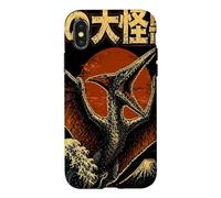 Carcasa para iPhone X/XS Monstruo Cielo Volando Kaiju Pterosaurio sobre Ola Japonés Retro
