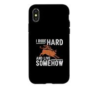 Carcasa para iPhone X/XS Monté Duro Y Vivo De Alguna Manera Divertido Rodeo Cowboy Un Bull Rider
