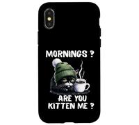 Carcasa para iPhone X/XS Mornings Are You Kitten Me, Divertido, Gato Cansado, Amante del café