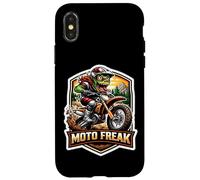 Carcasa para iPhone X/XS Moto Freak Divertido Amante de la Motocicleta Dirt Bike Rider Motocross