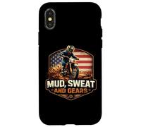 Carcasa para iPhone X/XS Motocicleta Mud Sweat and Gears American Dirt Bike Rider EE. UU.
