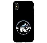 Carcasa para iPhone X/XS Mountain Biking Cyclist Eat Sleep Pedal Repeat