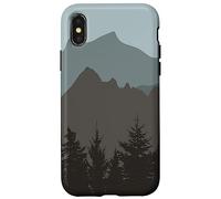 Carcasa para iPhone X/XS Mountains Peaks Abstract Outdoor Nature Landscape Gray Blue