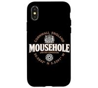 Carcasa para iPhone X/XS Mousehole Cornwall England Coordenadas Etiqueta 2C