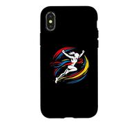 Carcasa para iPhone X/XS Mujer Corredor Cruzando Línea De Meta Resumen