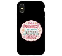 Carcasa para iPhone X/XS Mujer Soy un Proyecto Que Mantiene a Jesús Ocupado Divertido Cristiano