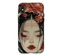Carcasa para iPhone X/XS Mujeres místicas japonesas y árbol de Cerezo Kanji japonés
