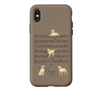 Carcasa para iPhone X/XS Música Amarilla Divertida de Labrador Reproducción de música Nota