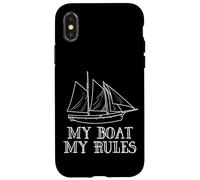Carcasa para iPhone X/XS My Boat My Rules Funny Pirate Ship Boat Captain Sailing