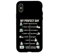 Carcasa para iPhone X/XS My Day Cat Schedule, Divertida Vida Felina para Amantes de los Gatos