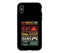 Carcasa para iPhone X/XS My Day Eat Sleep Game Repeat Funny Gamers Vintage