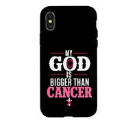 Carcasa para iPhone X/XS My God is Bigger Than Cancer Breast Cancer Awareness