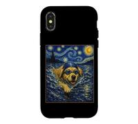 Carcasa para iPhone X/XS Nadando Golden Retriever Art Nadador Perro Le Encanta Nadar