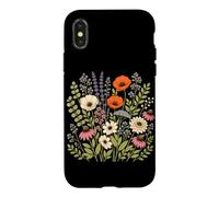 Carcasa para iPhone X/XS Naranja Amapola Coneflower Lavanda Cottagecore Floral