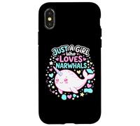Carcasa para iPhone X/XS Narwhal Marine Mammal Lover, Just A Girl Who Loves Narwhals